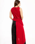 Maxiblusa Valeria Roja Asimétrica con Plisado
