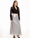 Falda Maxi Celeste con Lentejuelas Plata