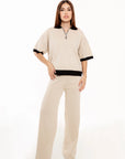 Conjunto Olivia Beige con Contrastes Negros