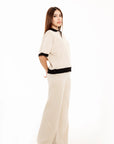 Conjunto Olivia Beige con Contrastes Negros