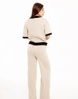 Conjunto Olivia Beige con Contrastes Negros