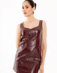 Vestido Mini Julieta Vino Efecto Piel