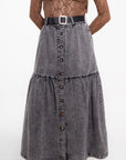 Falda Midi de Mezclilla Gris