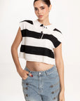 Blusa Polo Rayas Mía Negro