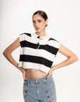 Blusa Polo Rayas Mía Negro