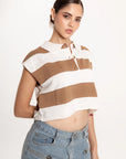 Blusa Polo Rayas Mía Beige