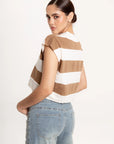 Blusa Polo Rayas Mía Beige