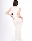 Conjunto Tejido Beige con Flecos