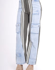 Pantalón Cargo Bicolor Verde y Denim