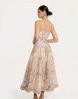 Vestido Midi Celeste Paisley Beige