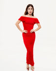 Vestido Maxi Drapeado Rojo