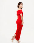 Vestido Maxi Drapeado Rojo