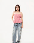 Pantalón Barrel Azul con Botones Napoleon