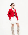 Chaqueta Crop Roja con Botones Dorados