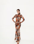Vestido Maxi Mesh Terra Floral Camel
