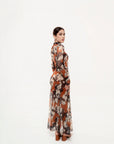Vestido Maxi Mesh Terra Floral Camel