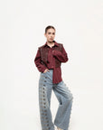 Camisa Rayas con Chaleco Efecto Piel (Copia)