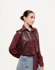 Camisa Rayas con Chaleco Efecto Piel (Copia)
