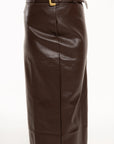 Falda Midi Victoria Chocolate Efecto Piel
