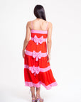 Vestido Midi Rojo y Rosa