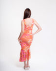 Vestido Midi Estampado Naranja