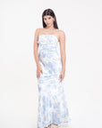 Vestido Largo Azul y Blanco