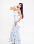 Vestido Largo Azul y Blanco