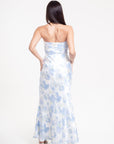 Vestido Largo Azul y Blanco