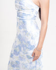 Vestido Largo Azul y Blanco
