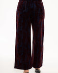 Pantalón Valeria Wide Leg Vino con Efecto Terciopelo