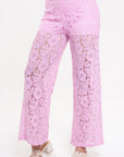 Pantalón Rosa Encaje Largo