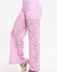 Pantalón Rosa Encaje Largo