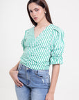 Blusa Cuadros Verde Blanco