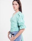 Blusa Cuadros Verde Blanco