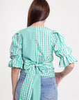 Blusa Cuadros Verde Blanco