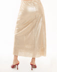Falda Maxi Celeste Dorada con Lentejuelas