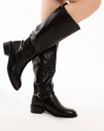 Botas Valentina Negras de Caña Alta con Herraje Dorado