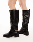 Botas Valentina Negras de Caña Alta con Herraje Dorado