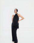 Conjunto Negro de Pantalón y Blusa Halter