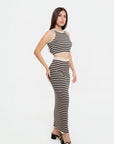 Conjunto de Rayas de Punto Negro con Blanco