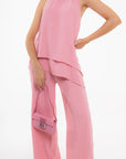 Conjunto Rosa de Blusa Halter y Pantalón