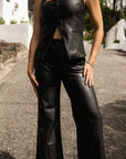 Conjunto Chaleco y Pantalón Negro Efecto Piel