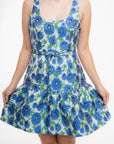 Vestido Corto Floral Azul