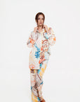 Conjunto Estampado Blusa y Pantalón Beige