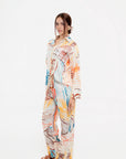 Conjunto Estampado Blusa y Pantalón Beige