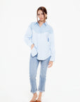 Blusa Camisera Azul Rayada