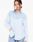 Blusa Camisera Azul Rayada