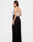 Jumpsuit Strapless Blanco con Negro de Lunares