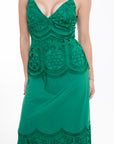 Vestido Largo de Encaje Verde Esmeralda