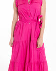 Vestido Midi Rosa Fucsia con Cinturón
